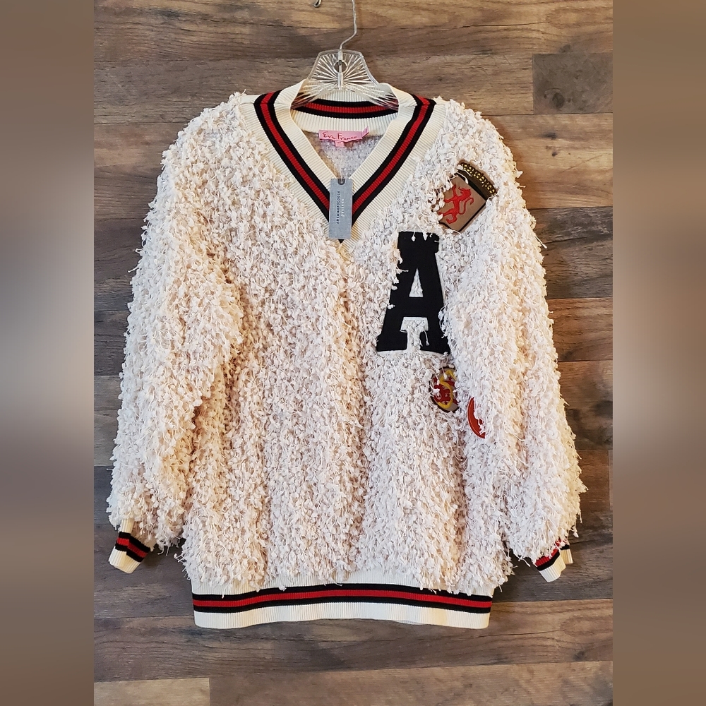 Anthropologie Eva Franco Varsity Pullover Sweatshirt M - Picture 4 of 4